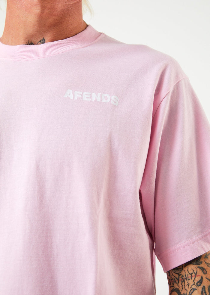 Afends Mens Vortex - Recycled Retro T-Shirt - Powder Pink - Streetwear - Sustainable Fashion
