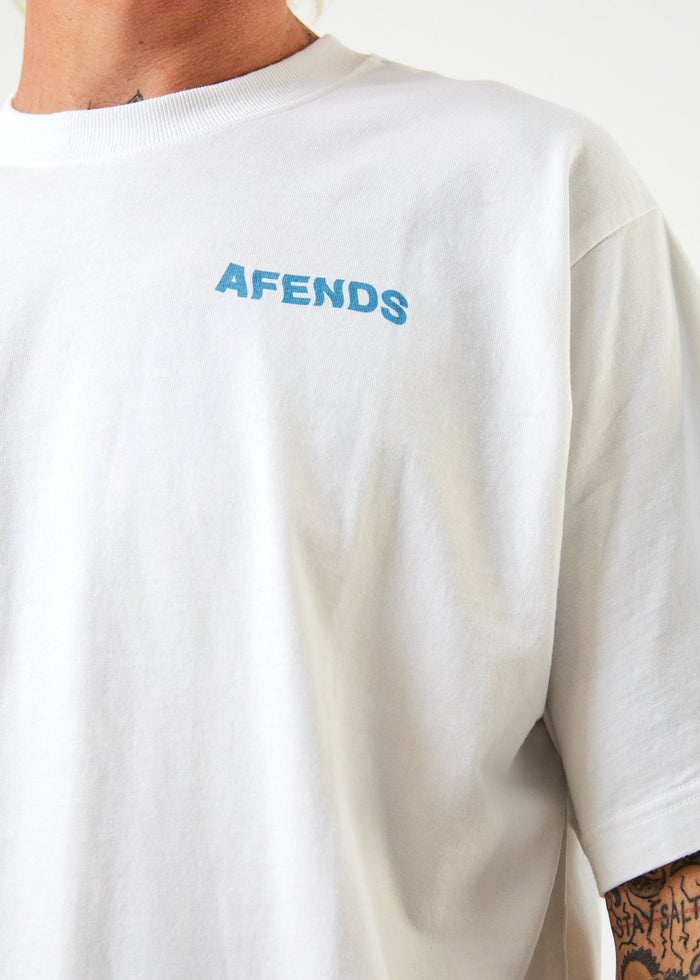 Afends Mens Vortex - Recycled Retro T-Shirt - White - Streetwear - Sustainable Fashion