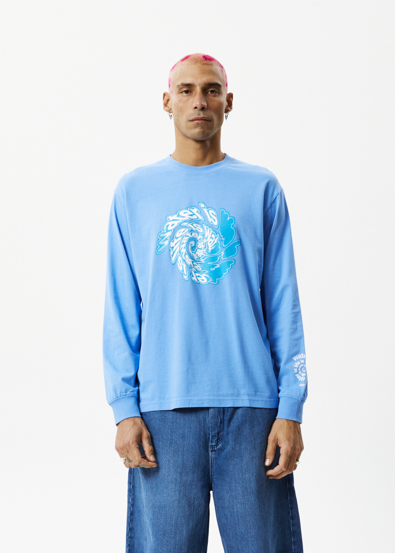 Afends Mens Water Is Life - Long Sleeve Graphic T-Shirt - Arctic