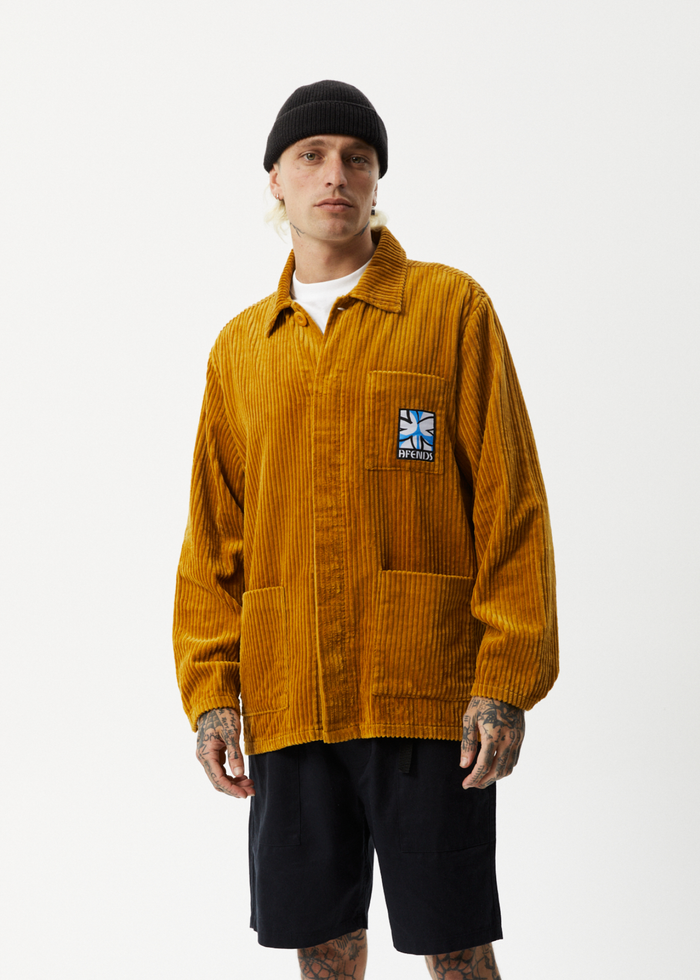 Afends Mens Waterfall - Corduroy Jacket - Mustard - Streetwear - Sustainable Fashion