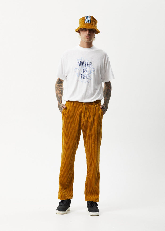 Afends Mens Waterfall Ninety Twos - Corduroy Relaxed Pants - Mustard - Streetwear - Sustainable Fashion