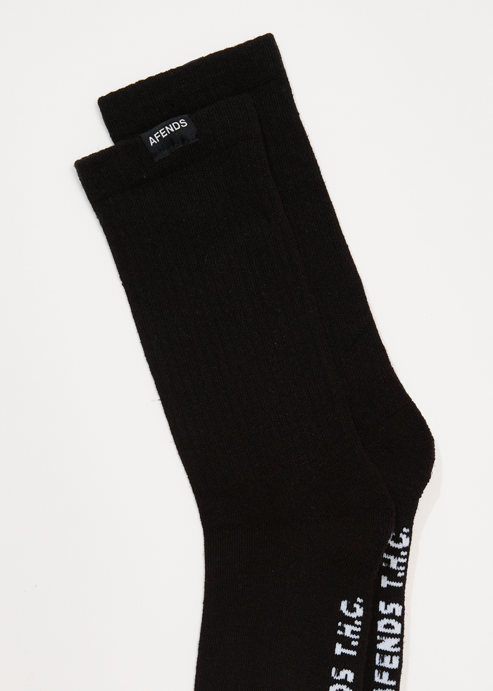 Afends Mens Everyday - Hemp Crew Socks - Black - Streetwear - Sustainable Fashion