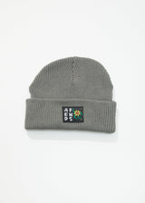 Afends Unisex Flowerbed -  Ribbed Beanie - Steel - Afends unisex flowerbed    ribbed beanie   steel   streetwear   sustainable fashion