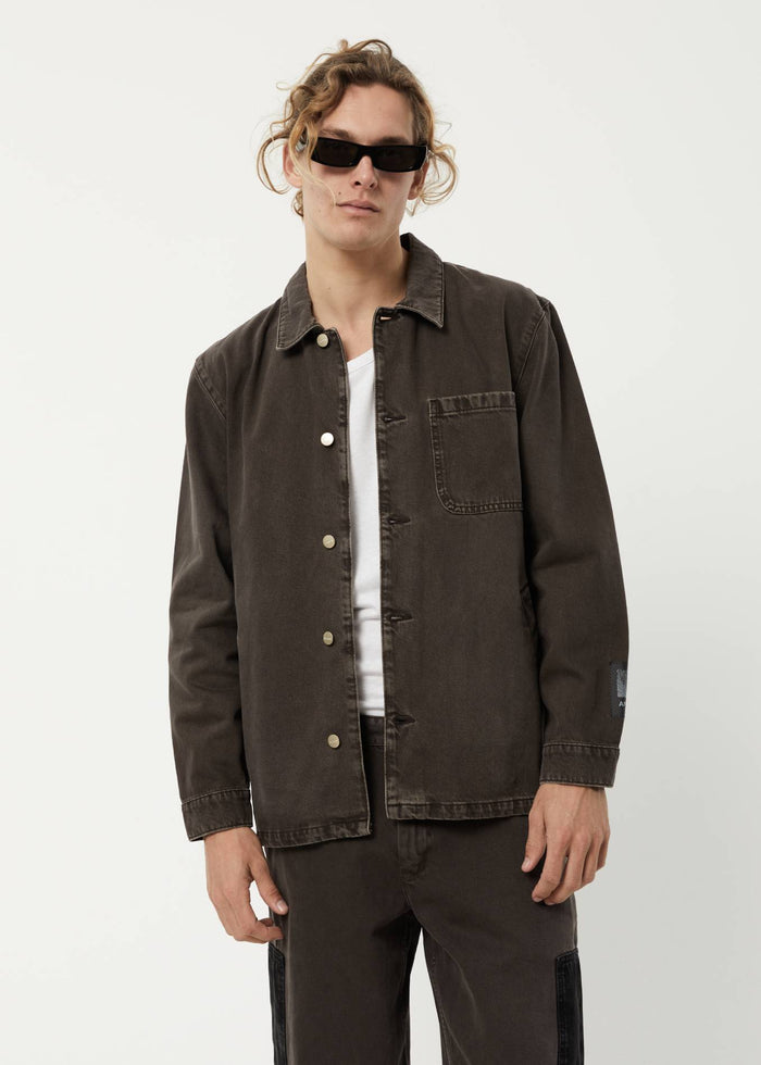 Afends Unisex Indelible - Unisex Organic Denim Jacket - Faded Coffee - Streetwear - Sustainable Fashion