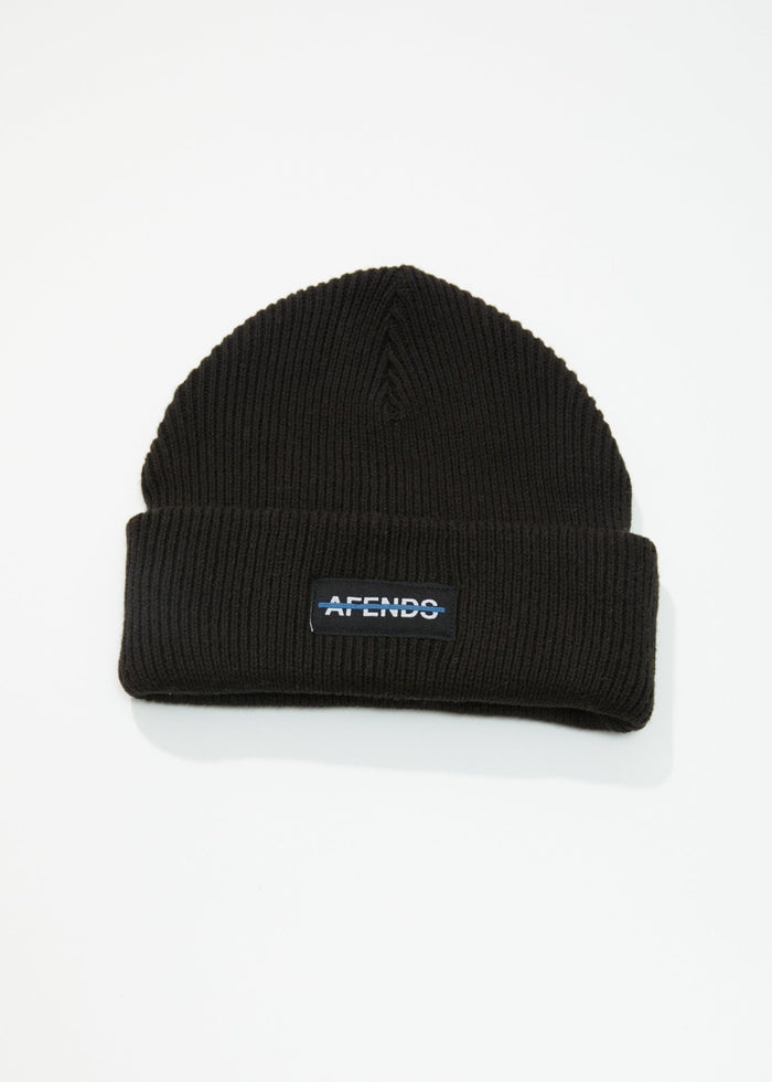 AFENDS Unisex Liquid - Ribbed Beanie - Black - Streetwear - Sustainable Fashion