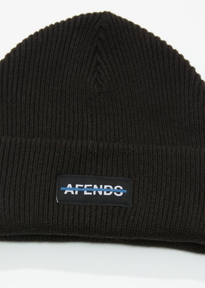 Afends Unisex Liquid - Ribbed Beanie - Black - Streetwear - Sustainable Fashion