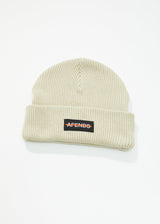 Afends Unisex Liquid - Ribbed Beanie - Cement - Afends unisex liquid   ribbed beanie   cement   streetwear   sustainable fashion
