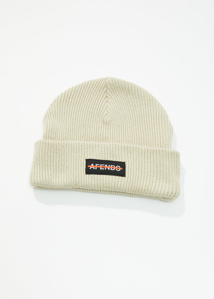 Afends Unisex Liquid - Ribbed Beanie - Cement - Streetwear - Sustainable Fashion