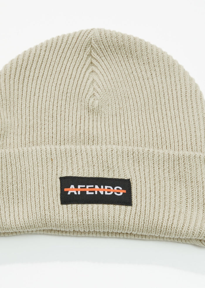 Afends Unisex Liquid - Ribbed Beanie - Cement - Streetwear - Sustainable Fashion