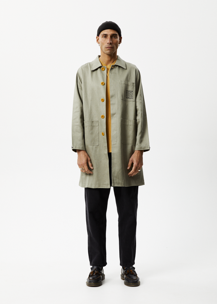 Afends Unisex Oracle - Trench Coat - Olive - Streetwear - Sustainable Fashion