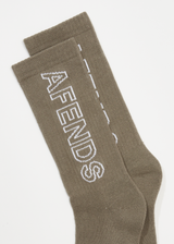 Afends Unisex Outline - Recycled Crew Socks - Beechwood - Afends unisex outline   recycled crew socks   beechwood   streetwear   sustainable fashion