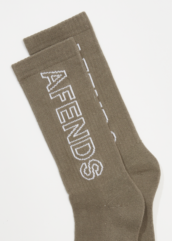 Afends Unisex Outline - Recycled Crew Socks - Beechwood - Streetwear - Sustainable Fashion