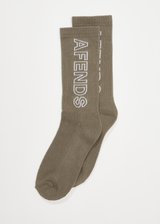 Afends Unisex Outline - Recycled Crew Socks - Beechwood - Afends unisex outline   recycled crew socks   beechwood   streetwear   sustainable fashion