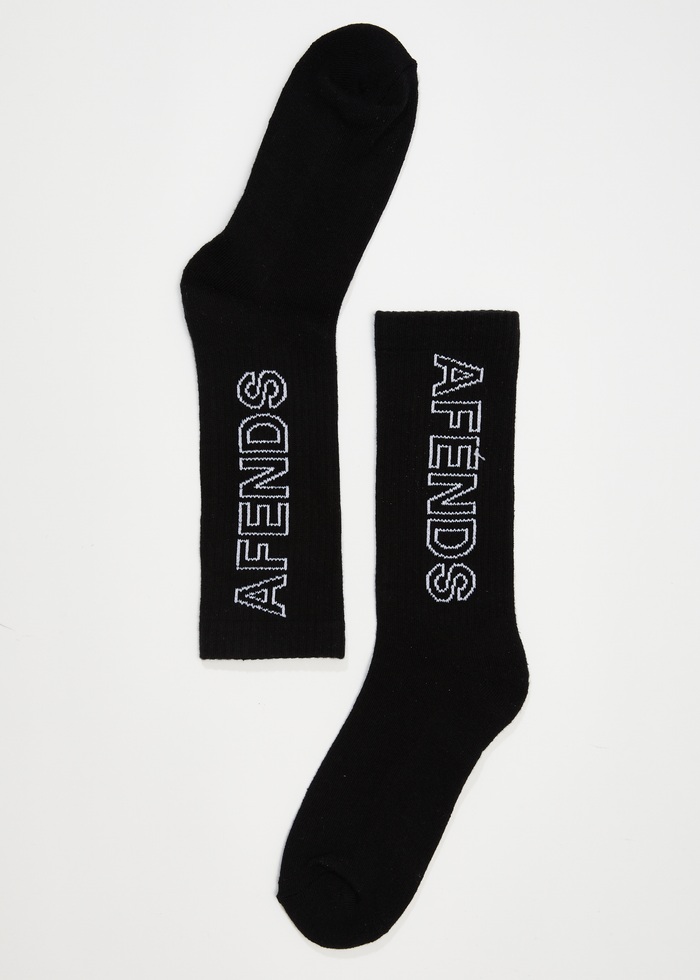 Afends Unisex Outline - Recycled Crew Socks - Black - Streetwear - Sustainable Fashion