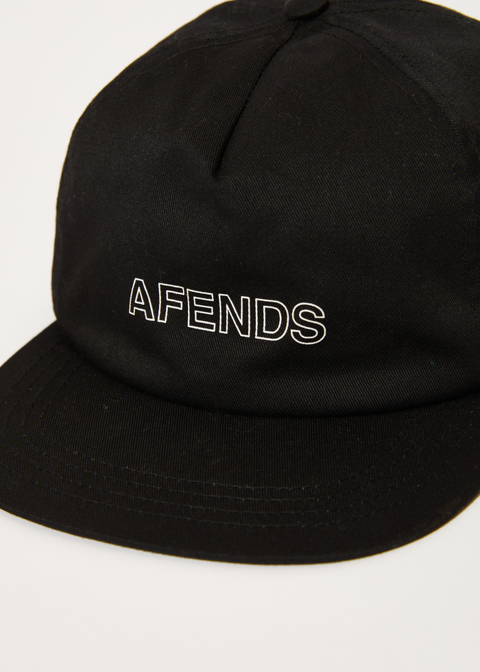 Afends Unisex Outline Recycled - Recycled 5 Panel Cap - Black - Streetwear - Sustainable Fashion