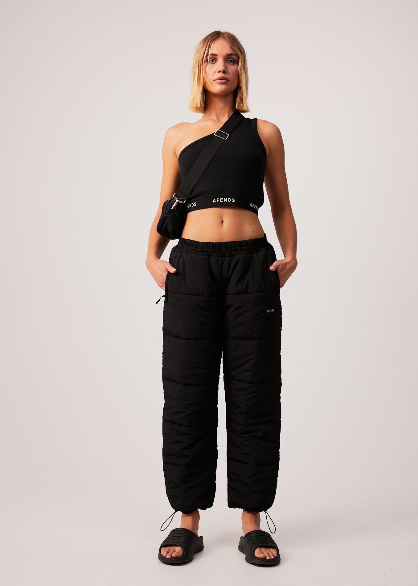 Pala - Unisex Recycled Puffer Pants - Black - Afends US.