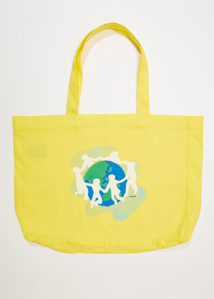 Afends Unisex Playtime - Hemp Oversized Tote Bag - Lemonade - Streetwear - Sustainable Fashion