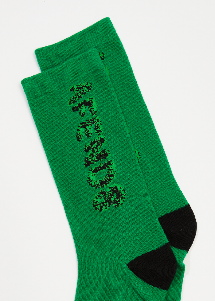 Afends Unisex Programmed - Recycled Crew Socks - Forest - Streetwear - Sustainable Fashion