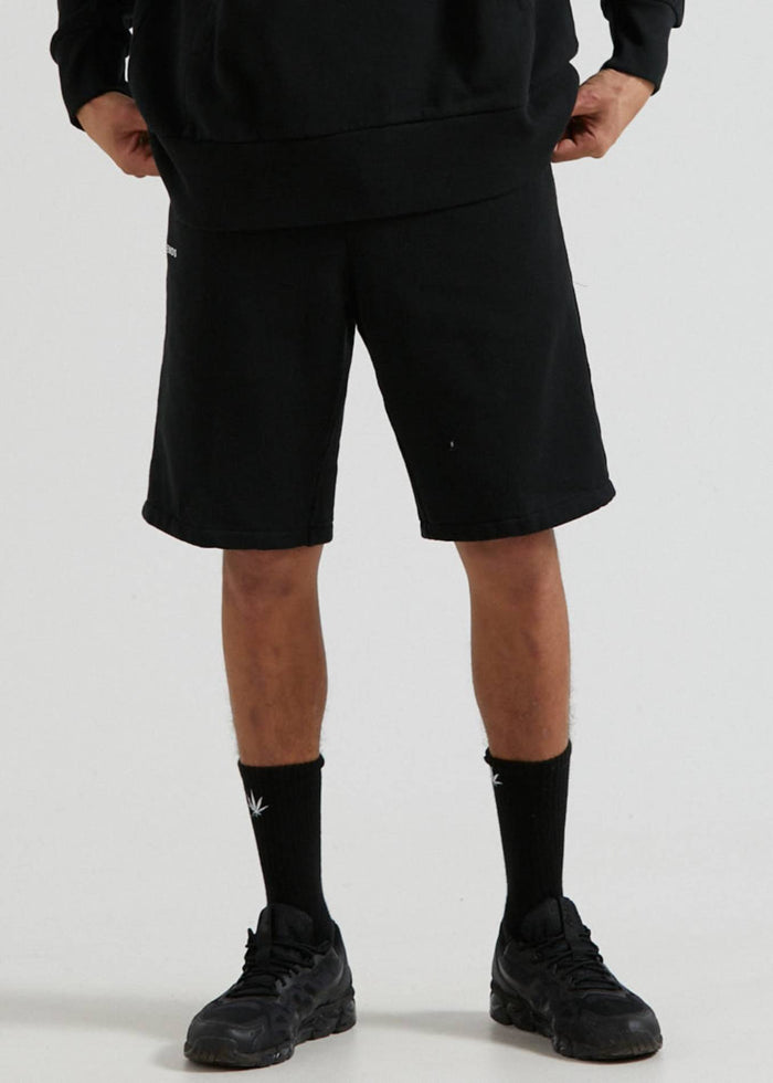 Afends Unisex Razor - Unisex Organic Sweat Shorts - Black - Streetwear - Sustainable Fashion