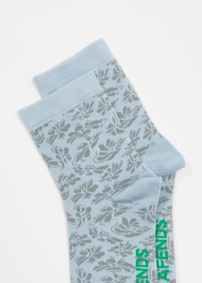 Afends Unisex Rhye - Recycled Crew Socks - Powder Blue - Streetwear - Sustainable Fashion