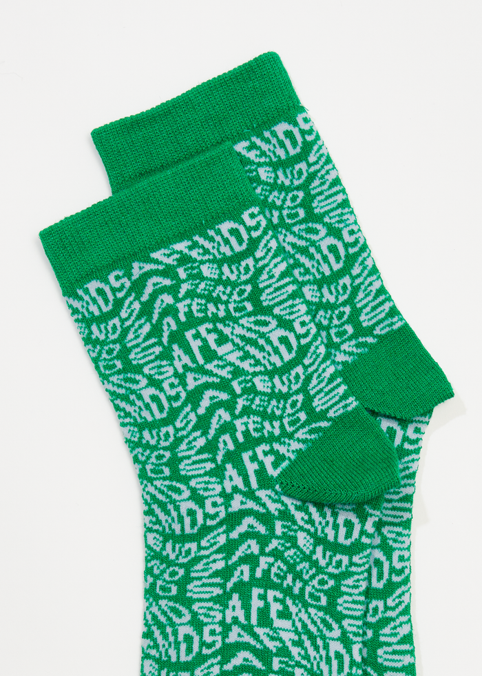 Afends Unisex Spiral - Hemp Crew Socks - Forest - Streetwear - Sustainable Fashion