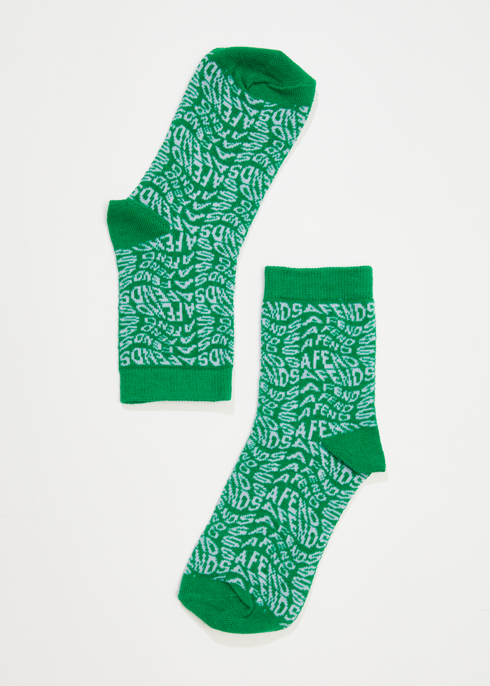 Afends Unisex Spiral - Hemp Crew Socks - Forest - Streetwear - Sustainable Fashion