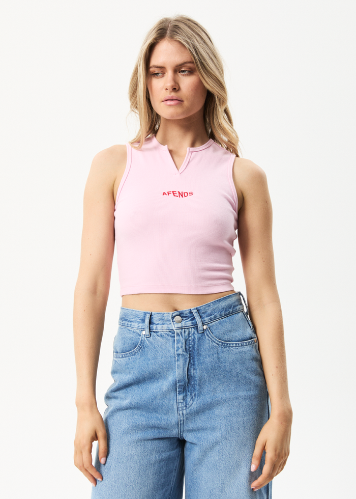Afends Womens Harlow - Recycled Ribbed Singlet - Powder Pink - Streetwear - Sustainable Fashion