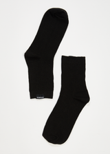 AFENDS Womens The Essential - Hemp Rib Socks - Black - Afends womens the essential   hemp rib socks   black   streetwear   sustainable fashion
