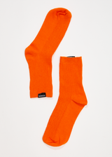 Afends Unisex The Essential - Hemp Ribbed Crew Socks - Orange - Afends unisex the essential   hemp ribbed crew socks   orange   streetwear   sustainable fashion