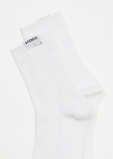 Afends Womens The Essential - Hemp Rib Socks - White - Afends womens the essential   hemp rib socks   white   streetwear   sustainable fashion