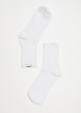 AFENDS Womens The Essential - Hemp Rib Socks - White - Afends womens the essential   hemp rib socks   white   streetwear   sustainable fashion