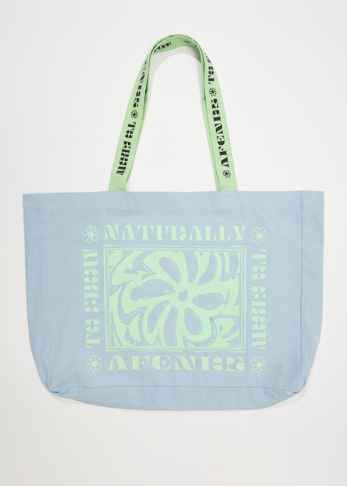Afends Unisex To Grow - Recycled Oversized Tote Bag - Powder Blue - Streetwear - Sustainable Fashion