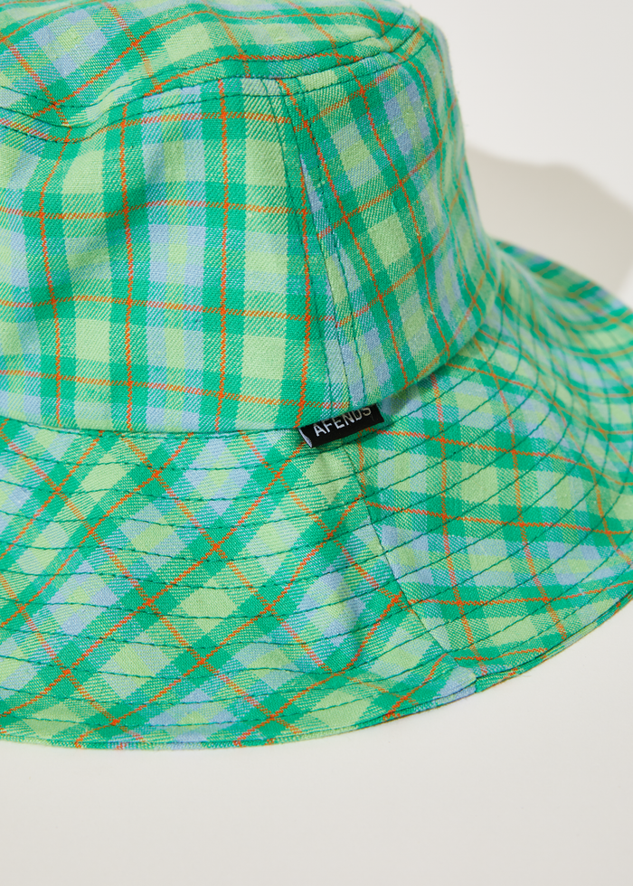 Afends Unisex Tully - Hemp Check Wide Brim Hat - Forest Check - Streetwear - Sustainable Fashion