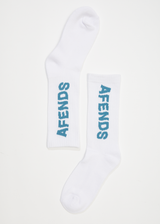 Afends Unisex Vortex - Recycled Crew Socks - White - Afends unisex vortex   recycled crew socks   white   streetwear   sustainable fashion