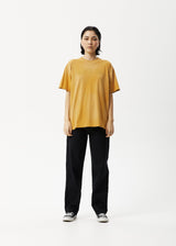 AFENDS Unlimited - Boxy Logo T-Shirt - Worn Mustard - Afends unlimited   boxy logo t shirt   worn mustard   streetwear   sustainable fashion