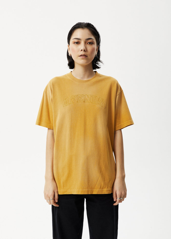 Afends Unlimited - Boxy Logo T-Shirt - Worn Mustard - Streetwear - Sustainable Fashion