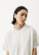 Afends Unlimited - Boxy Logo T-Shirt - Worn White - Afends unlimited   boxy logo t shirt   worn white   streetwear   sustainable fashion