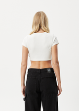 Afends Womens Abbie - Hemp Ribbed Cropped T-Shirt - Off White - Afends womens abbie   hemp ribbed cropped t shirt   off white   streetwear   sustainable fashion