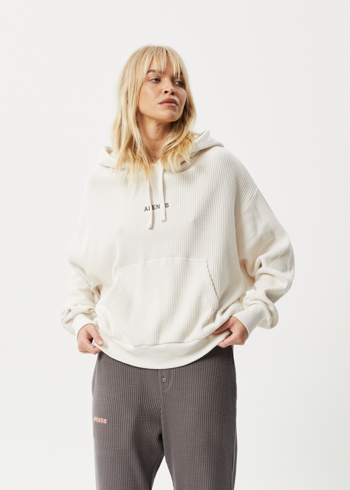 AFENDS Womens Ari - Waffle Hoodie - Off White - Streetwear - Sustainable Fashion
