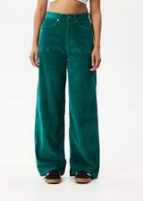 AFENDS Womens Bella - Corduroy Baggy Pant - Emerald - Afends womens bella   corduroy baggy pant   emerald   streetwear   sustainable fashion