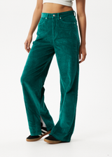AFENDS Womens Bella - Corduroy Baggy Pant - Emerald - Afends womens bella   corduroy baggy pant   emerald   streetwear   sustainable fashion