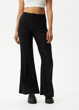 Afends Womens Birkin - Flared Pants - Black - Afends womens birkin   flared pants   black   streetwear   sustainable fashion