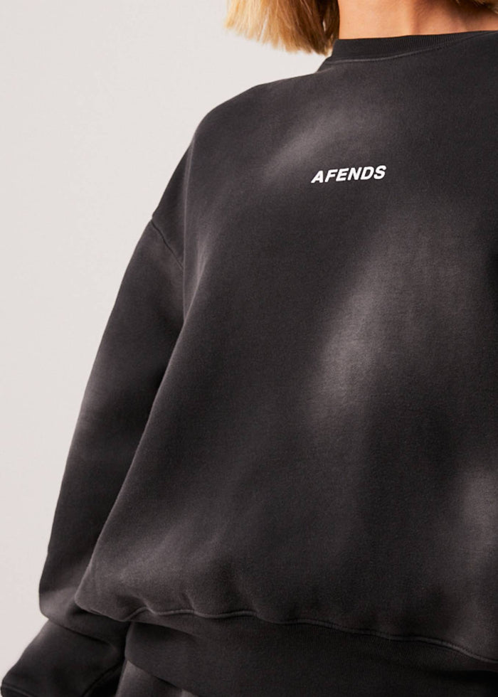 Afends Womens Boundless - Recycled Crew Neck Jumper - Black - Streetwear - Sustainable Fashion