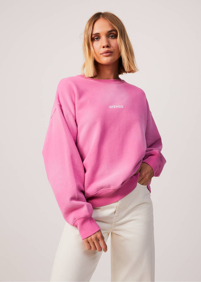 Afends Womens Boundless - Recycled Crew Neck Jumper - Bubblegum - Streetwear - Sustainable Fashion