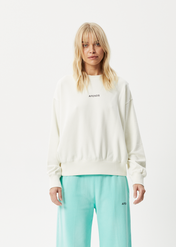Afends Womens Boundless - Recycled Crew Neck Jumper - Off White - Streetwear - Sustainable Fashion