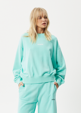 Afends Womens Boundless - Recycled Crew Neck Jumper - Worn Jade - Afends womens boundless   recycled crew neck jumper   worn jade   streetwear   sustainable fashion
