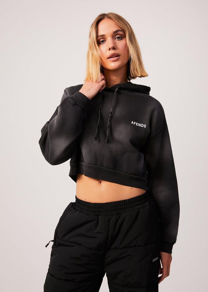 Afends Womens Boundless - Recycled Cropped Hoodie - Black - Streetwear - Sustainable Fashion