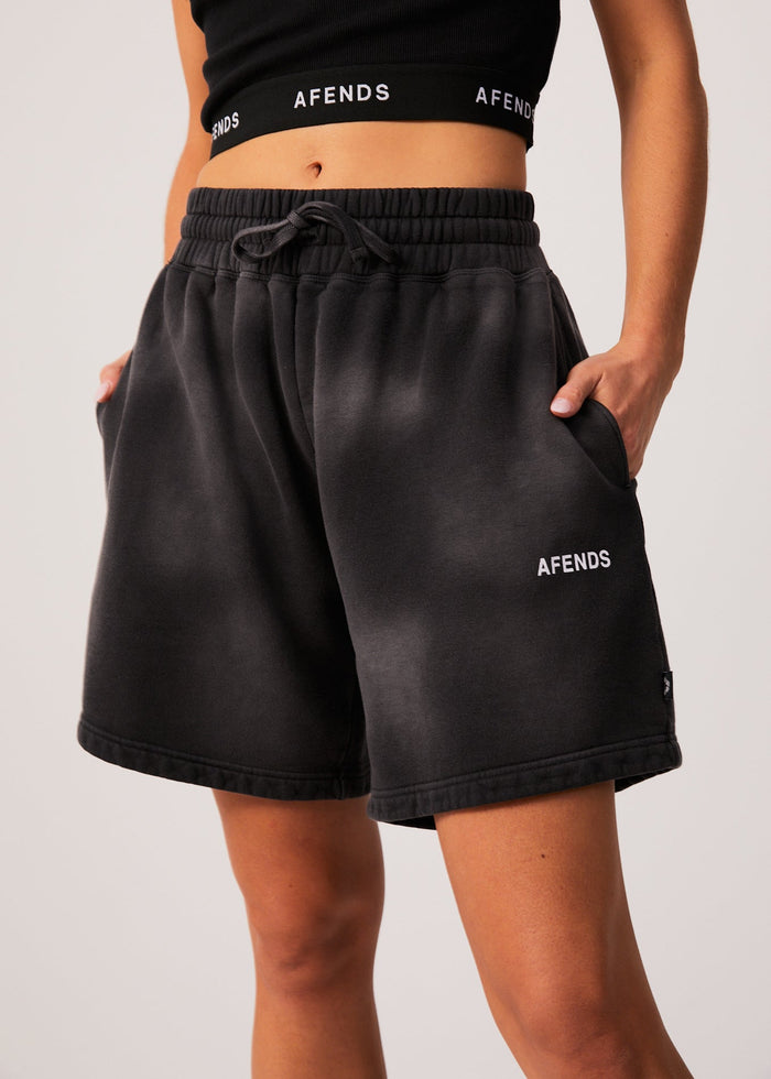 Afends Womens Boundless - Recycled Oversized Shorts - Black - Streetwear - Sustainable Fashion
