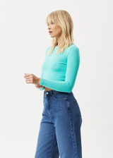 Afends Womens Boundless - Recycled Ribbed Cropped Long Sleeve Top - Jade - Afends womens boundless   recycled ribbed cropped long sleeve top   jade   streetwear   sustainable fashion