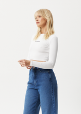Afends Womens Boundless - Recycled Ribbed Cropped Long Sleeve Top - White - Afends womens boundless   recycled ribbed cropped long sleeve top   white   streetwear   sustainable fashion